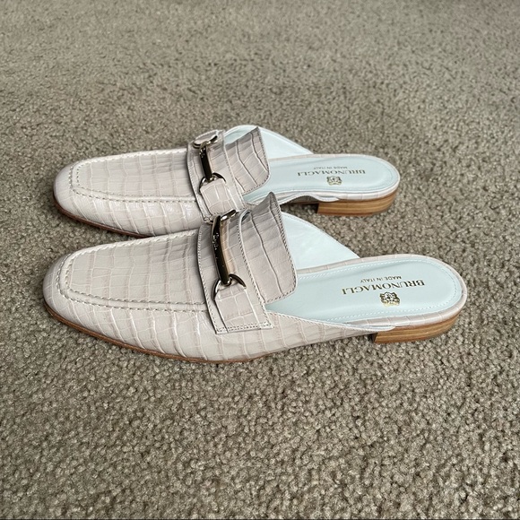 Bruno Magli Mark Flat Loafer Mule - Sand Croc-Print Leather Sz 38.5 NWOT - Picture 5 of 12